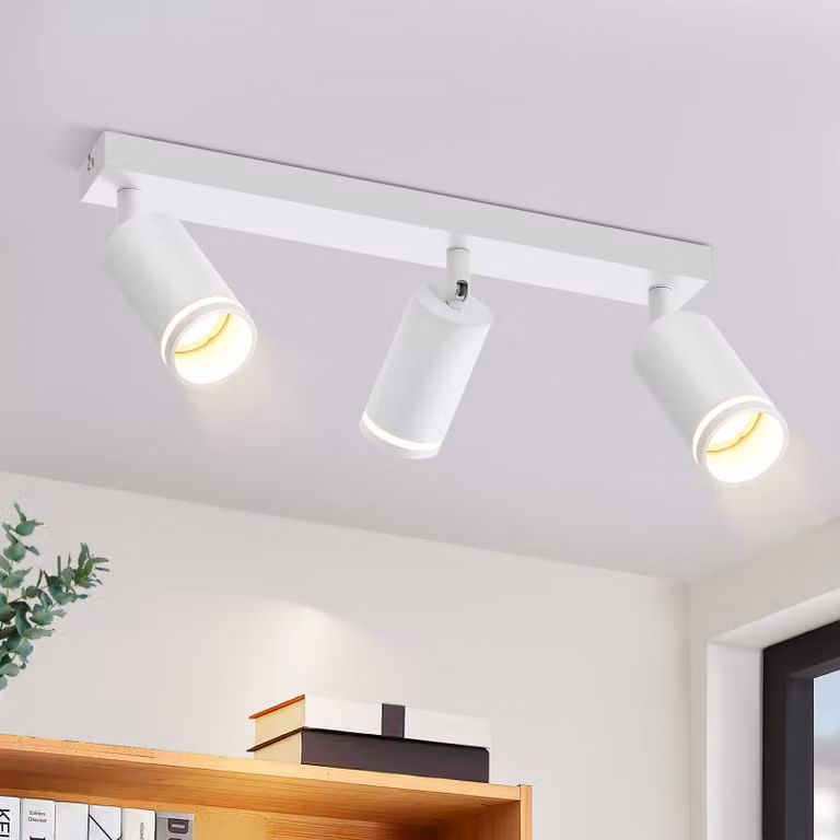 ZMH LED Plafoniera Bianca 3 Fiamme Plafoniera GU10 Faretto Industriale Lampada a Parete Mobile Soffitto per Sala da Pranzo Camera da Letto Senza Lampadina