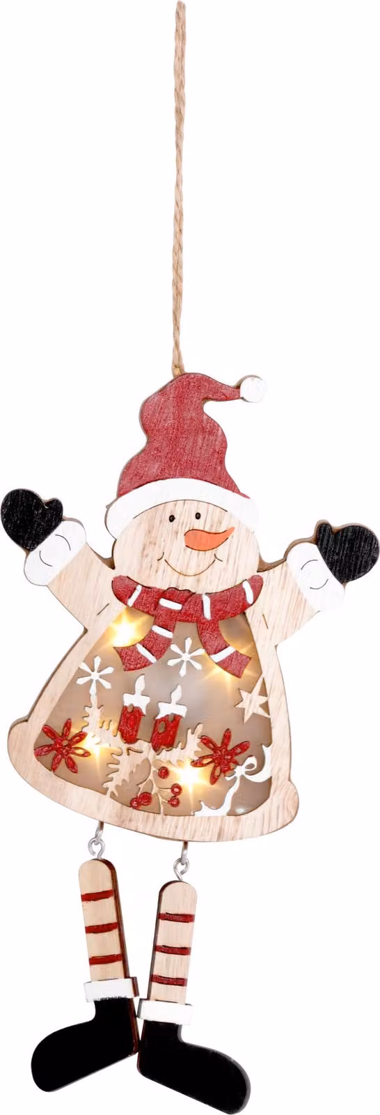 Decorazione MagicHome Natale, Pupazzo di neve, LED, sospeso, MDF, 12,5x2x23,5 cm