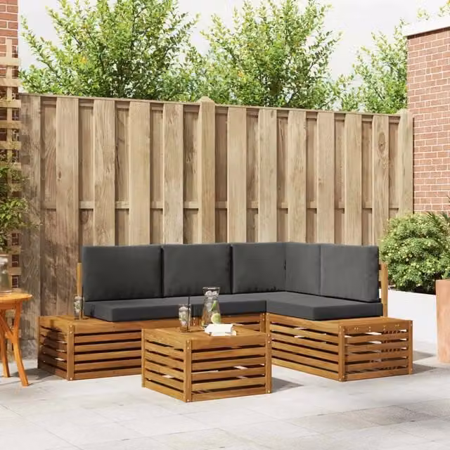 5 pz Set di divani da esterno Naturale e Antracite 3375447