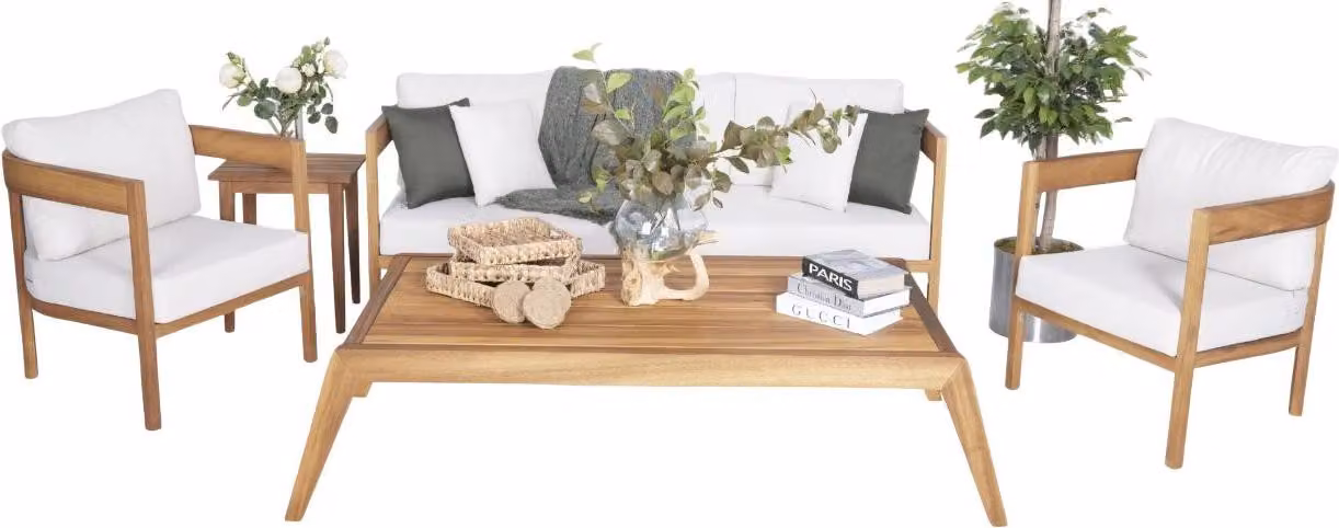 Moderne Gartenmöbel Set 4tlg Sofagarnitur Couchtisch Sessel Sitzgruppe