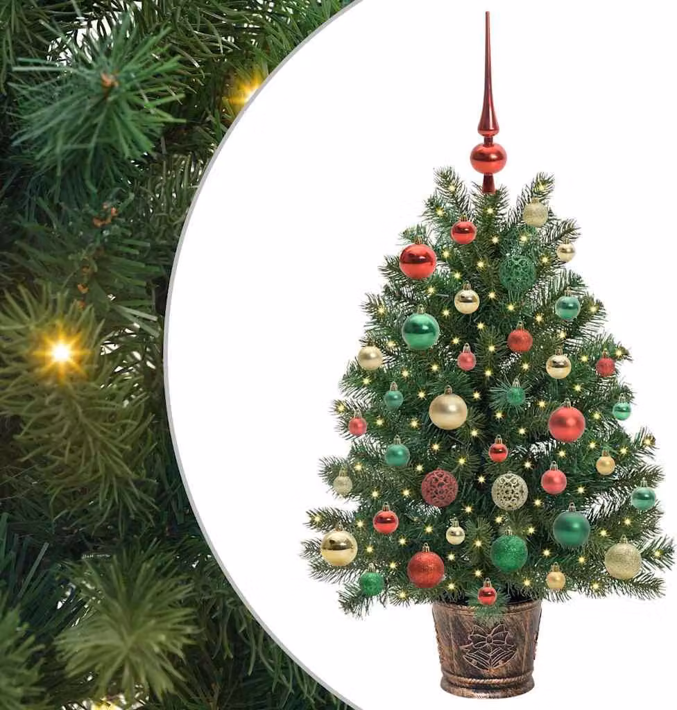 Albero di Natale artificiale con 150 LED verdi da 95 cm in PE e PVC