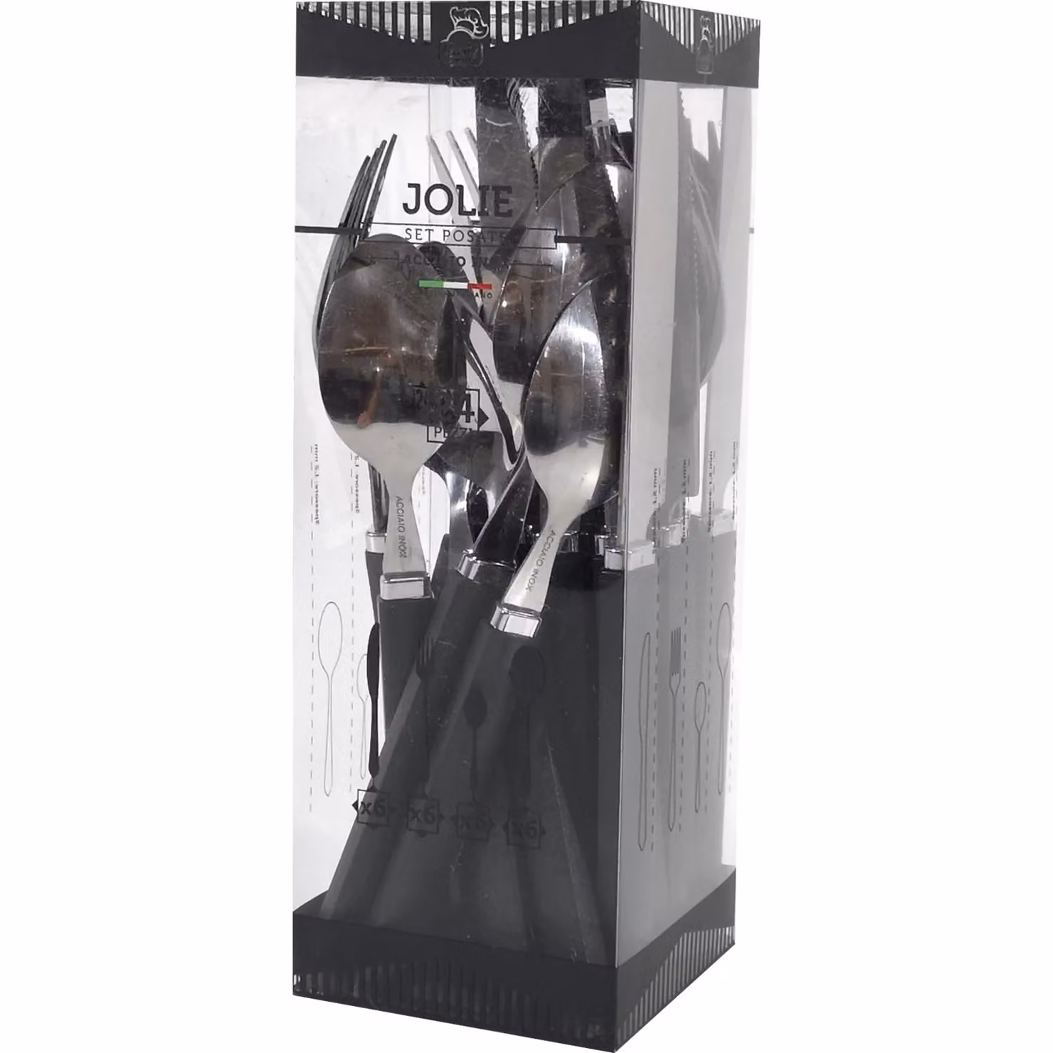 Servizio posate Jolie Gusto Casa in acciaio inox nero, 24 pezzi – 2