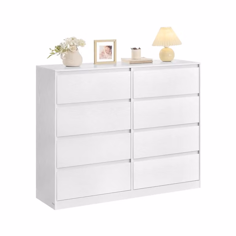 KAILYN Collezione - Cassettiera moderna con sei cassetti, Bianco Neve / 8 Cassetti