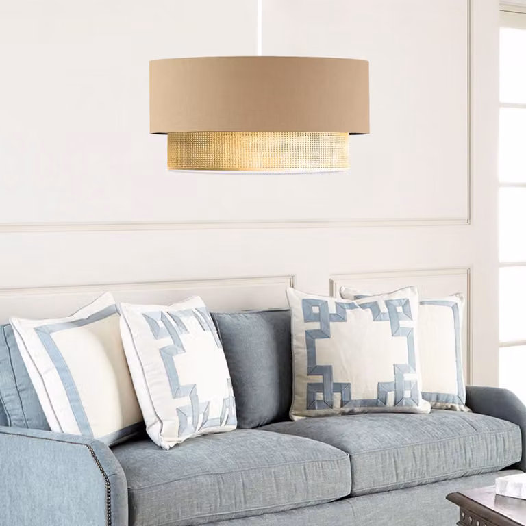 Lampada a sospensione 'Loughborough' 1 x E27 Beige / Giallo