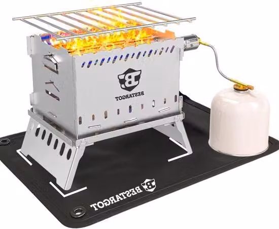 Cottura all'aperto compatta in acciaio inossidabile con borsa portatile resistente al calore per griglia a gas/camino a legna - forno a legna a innesco