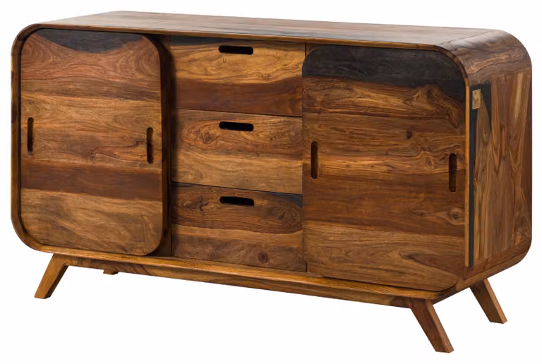 MASSIVMOEBEL24 | MAILAND #201 Credenza in legno di sheesham - laccato / marrone scuro 134x40x75