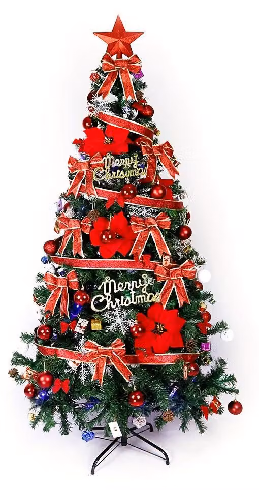 albero di Natale artificiale - albero di Natale - albero di Natale finto - albero artificiale - decorazioni natalizie - 210 cm - bianco con decorazioni rosa