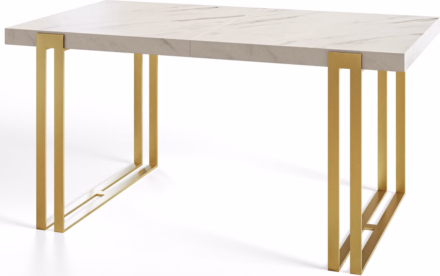 Tavolo rettangolare per sala da pranzo ROSA, dimensioni: 200X90X77 cm, tavolo per soggiorno colore: MARMUR, con gambe in metallo color oro