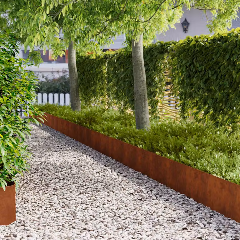 Set di 20 bordure per prato vidaXL in acciaio color ruggine, 100 x 22 cm