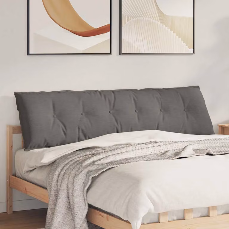 vidaXL Cuscino per Schiena Grigio in Tessuto di Velluto a Costine, L 180 x P 50 cm