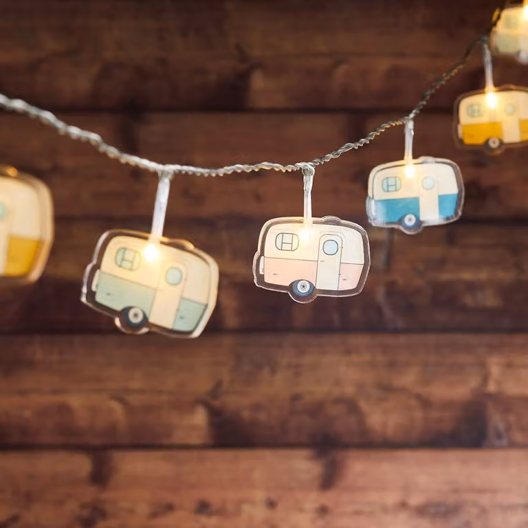 12 luci LED a forma di furgoncino vintage, luce bianco caldo, 1,65 m, con timer
