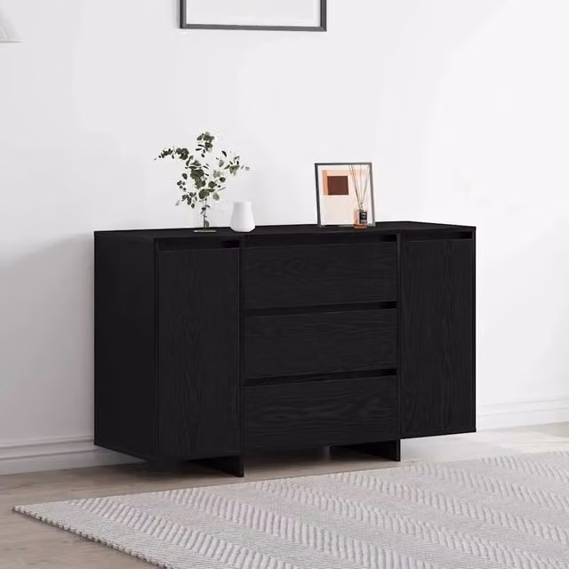 Credenza Buffet Armadio da Cucina Moderna vidaXL in Legno Nero L: 120 cm, P: 41 cm, H: 75 cm