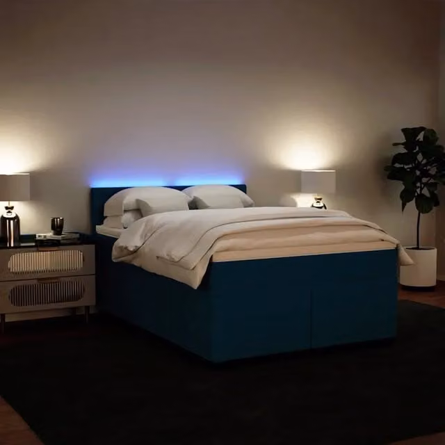 Giroletto a Molle con Materasso Blu 140x190 cm in Velluto 3288622