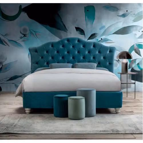 Letto matrimoniale imbottito fisso o con contenitore Nefi Italia - Aisha