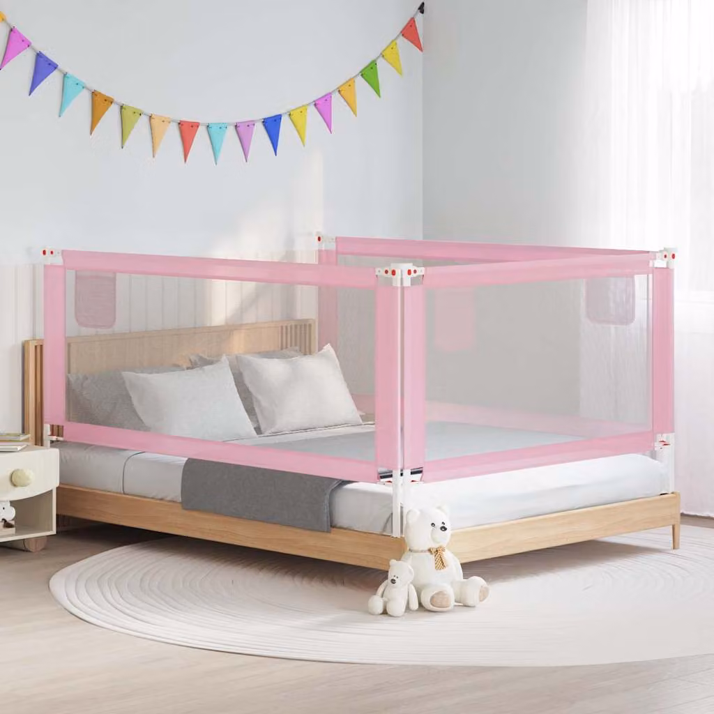 Sponda Letto di Sicurezza per Bambini vidaXL, Rosa, Estendibile, L: 200 cm, H: 25 cm