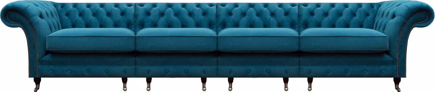 Wohnzimmer Sofa Viersitzer Couch Designer Einrichtung Blau Chesterfield