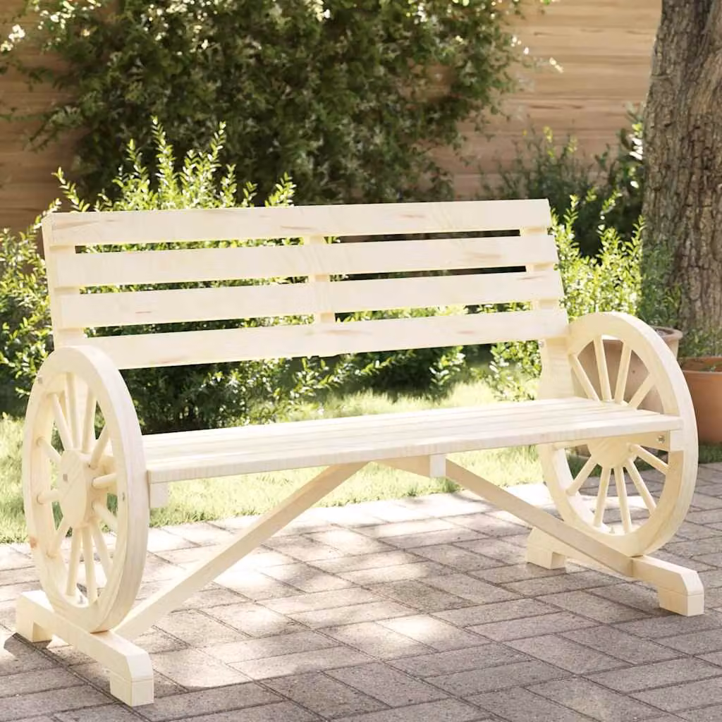 vidaXL Panca da Giardino a 2 Posti in Legno di Abete con Braccioli, Marrone e Beige, L: 110 cm, P: 57 cm, H: 77,5 cm