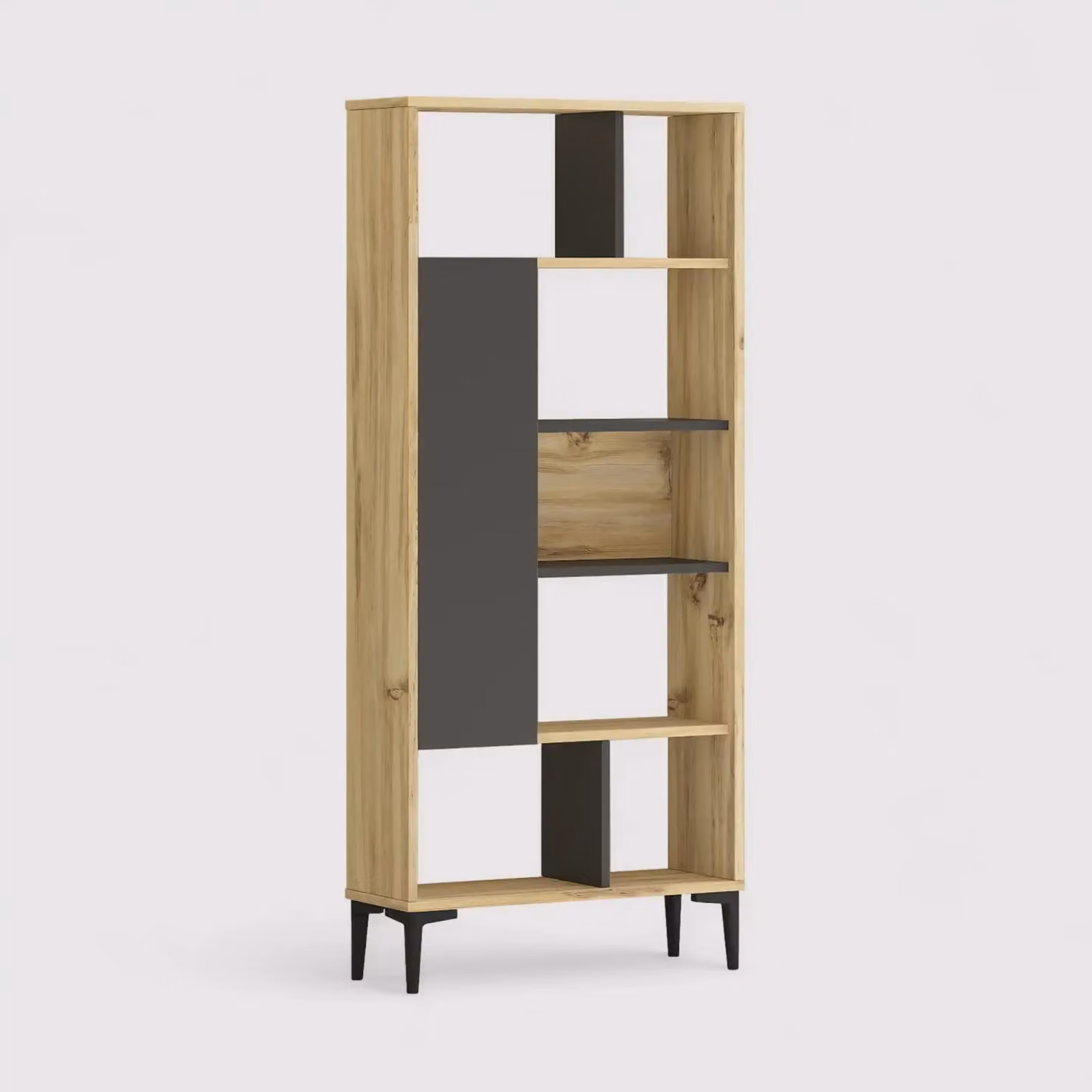 Kanak - Libreria moderna con 7 scomparti aperti e 1 vano