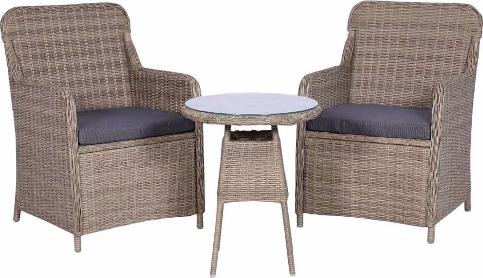 Maison Exclusive - Set da bistrot da 3 pezzi con cuscini, in rattan sintetico marrone