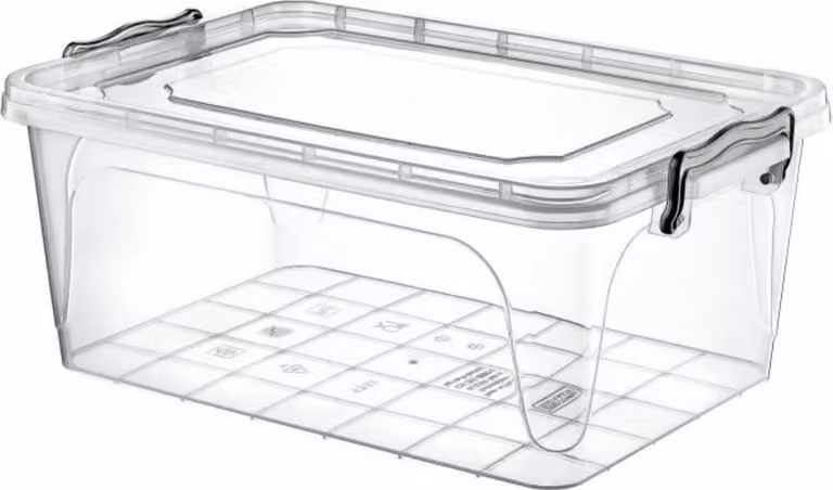 Contenitore di stoccaggio Contenitore trasparente Scatola di plastica Scatola pieghevole Scatola di plastica con coperchio 13L