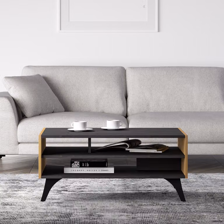 Tavolino ANNIKA - rovere baltico dune / frassino portland nero