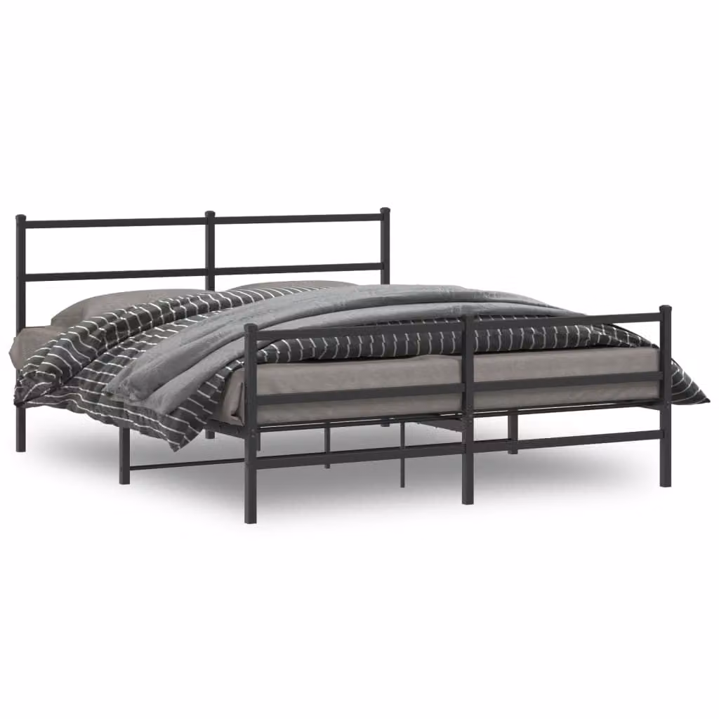 vidaXL Giroletto in metallo nero con testiera e pediera L/P/H: 160 x 200 x 90 cm