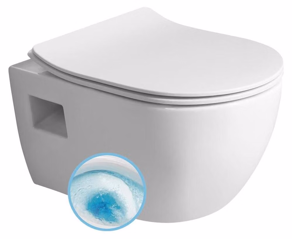 WC sospeso LUNA, senza bordo, 35,5x49 cm, bianco