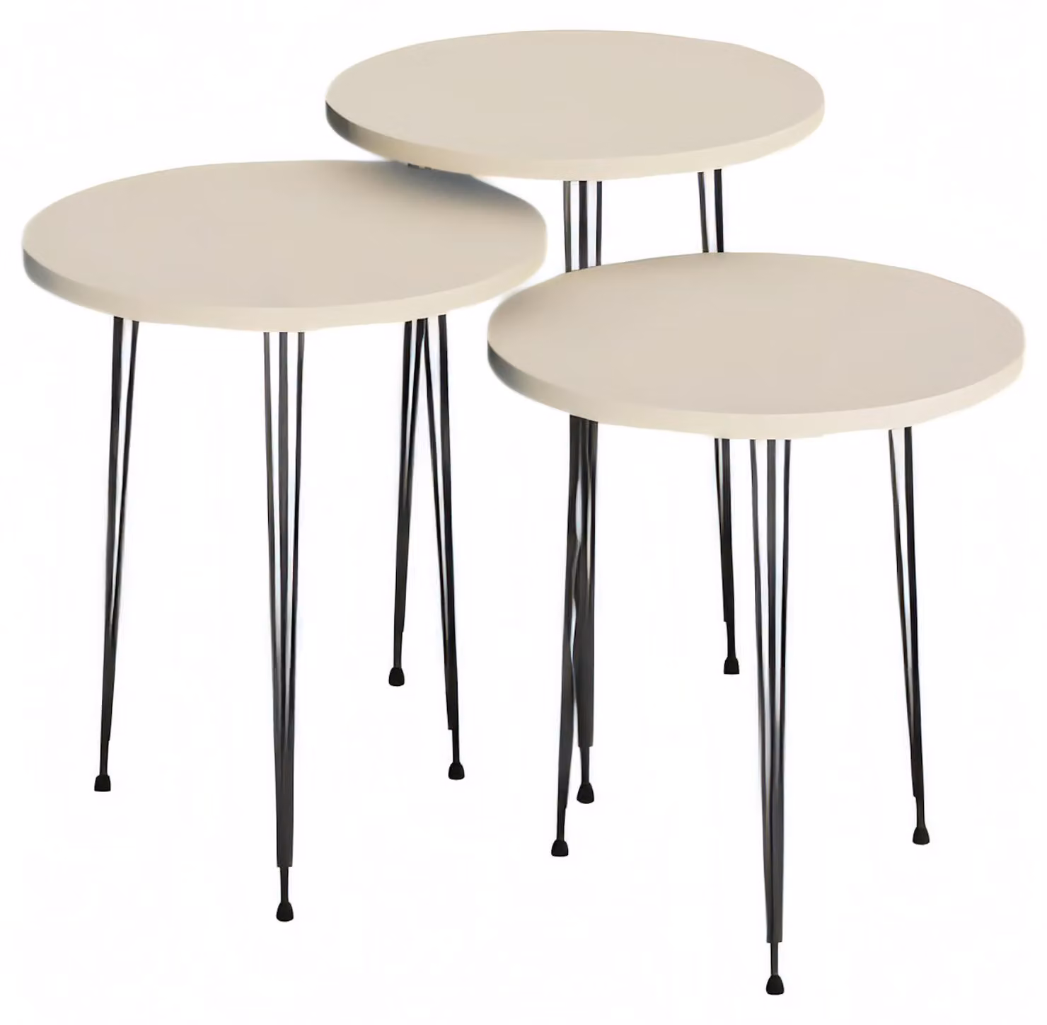 Elegantes Beiges Couchtisch-Set aus Holz und Metall