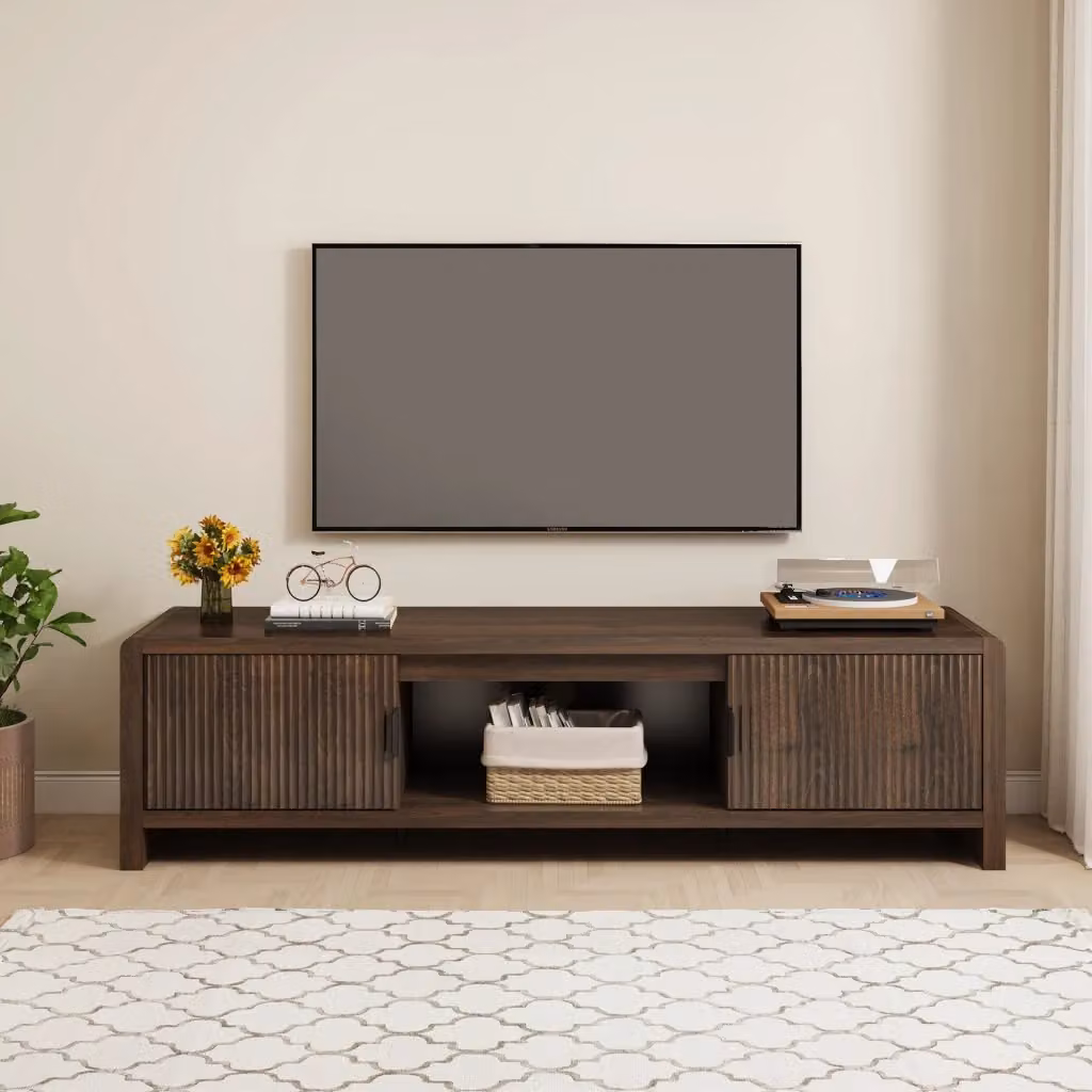 Mobile TV Lukkodso en.casa con 2 Ante e Vano Centrale Aperto, Effetto Noce, L/P/H: 150 x 40 x 40 cm – 2