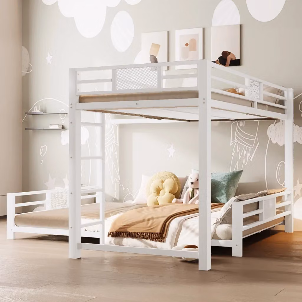Letto a castello REDOM in metallo bianco per adulti L/P/H: 200 x 140 x 151 cm – 2