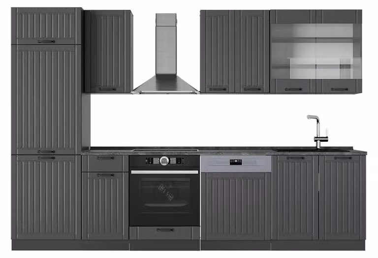 Cucina componibile Vicco Fame-Line Grigio scuro 300 cm , PL Antracite, Model 56977