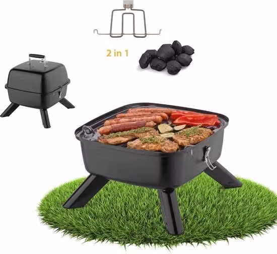 Barbecue elettrico a palline 2 in 1 - Griglia ibrida per balcone, 2000 Watt
