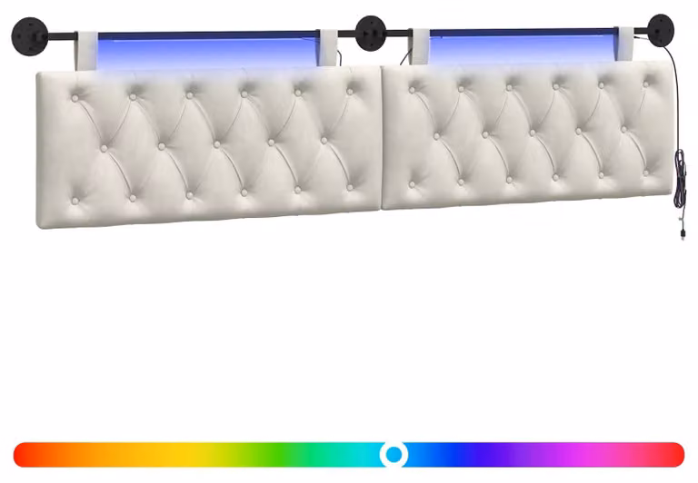 Testiera sospesa Con luce LED Crema Velluto