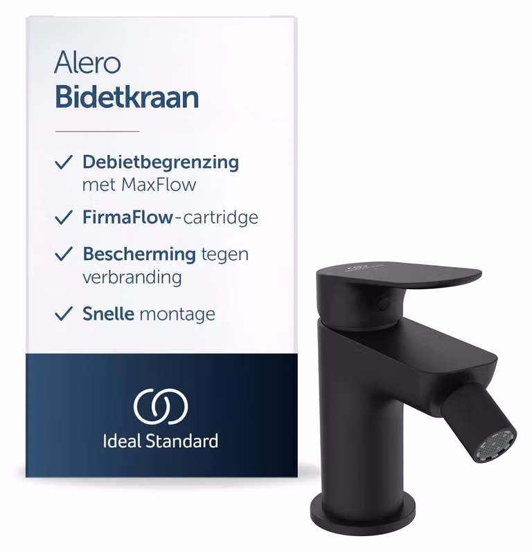 Rubinetto per bidet con doccetta manuale, altezza del beccuccio 95 mm, finitura nera opaca
