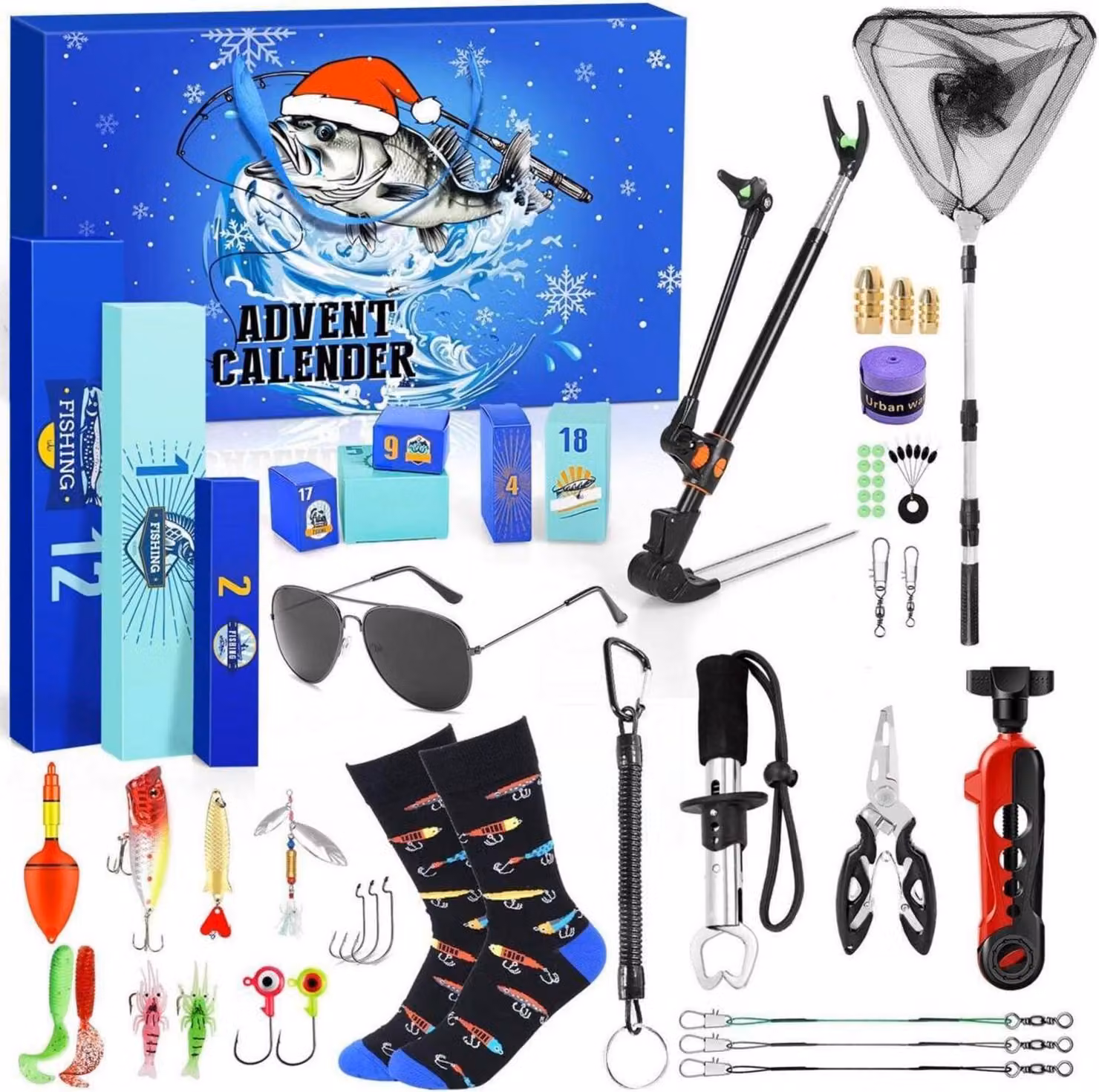 iZoeL Calendario dell'Avvento della Pesca 2024 Uomo Adolescente Ragazzo Strumento Accessori