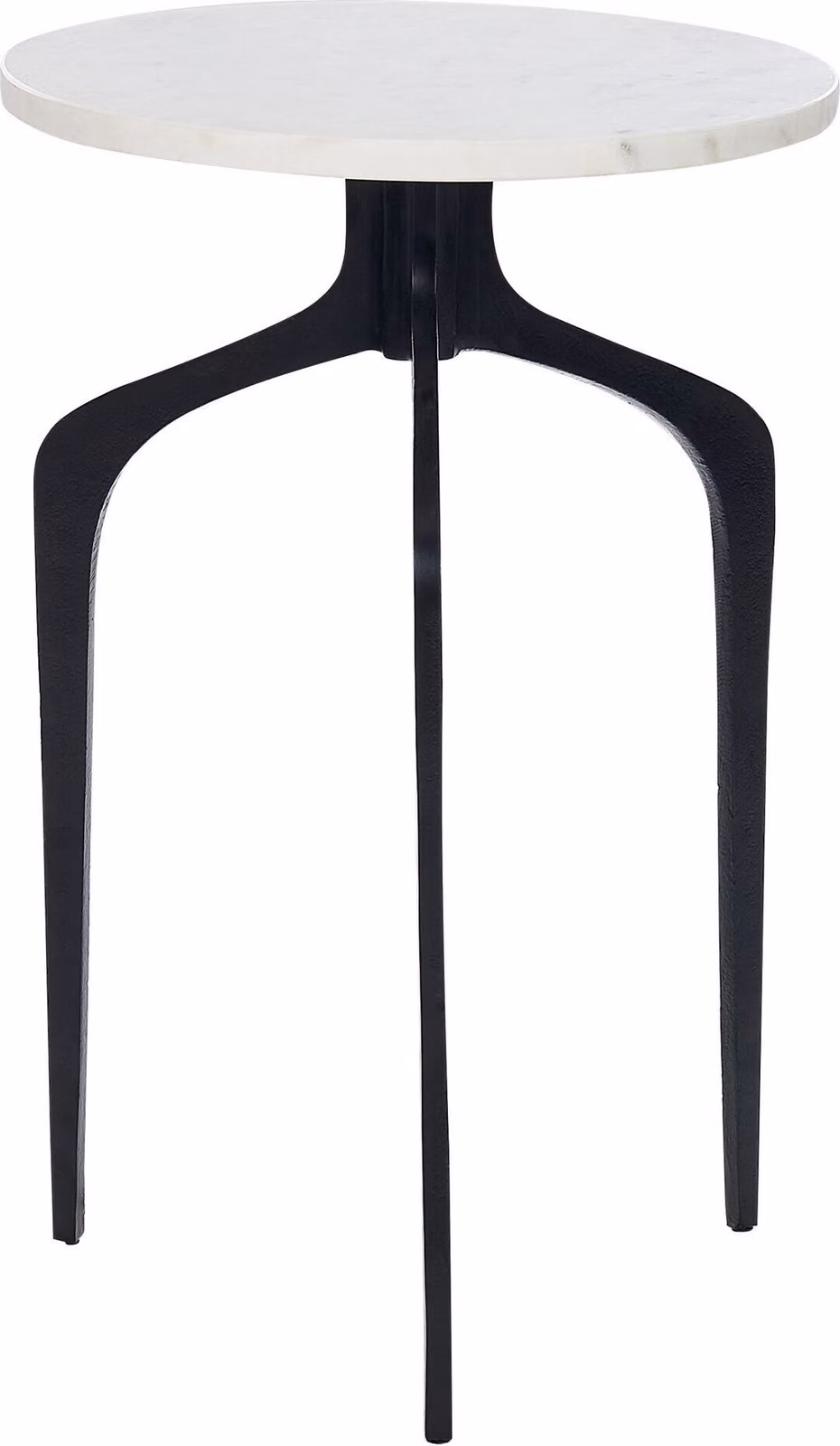 Tavolino BELIANI piano in marmo bianco gambe in metallo nero 56 x 36 x 36 cm rotondo moderno glamour soggiorno camera da letto