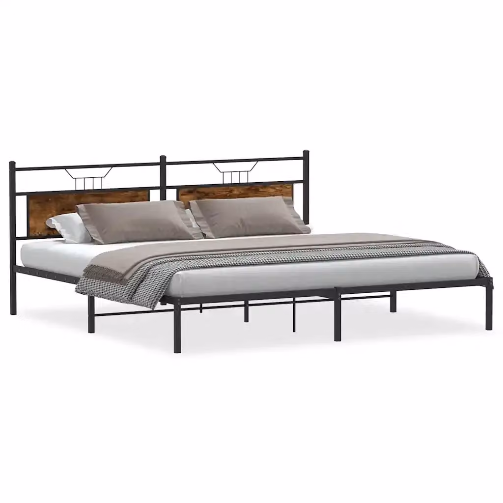 Giroletto senza materasso vidaXL in legno e metallo colore rovere fumo L: 199 cm, P: 207 cm, H: 91,5 cm – 2