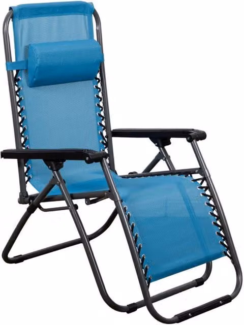 Set di 2 Sdraio Pieghevoli Casa Collection in Alluminio e Textilene Blu con Poggiatesta Regolabile