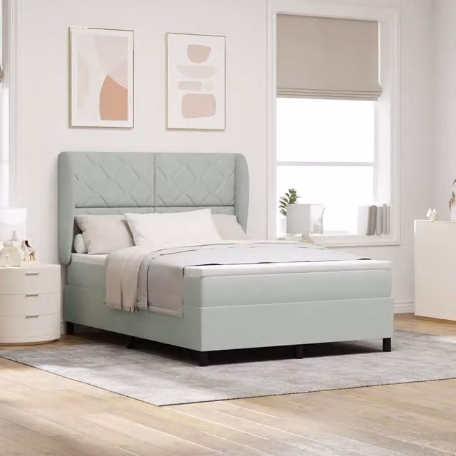Letto ibrido con testiera in velluto vidaXL Grigio L: 140 cm, P: 200 cm