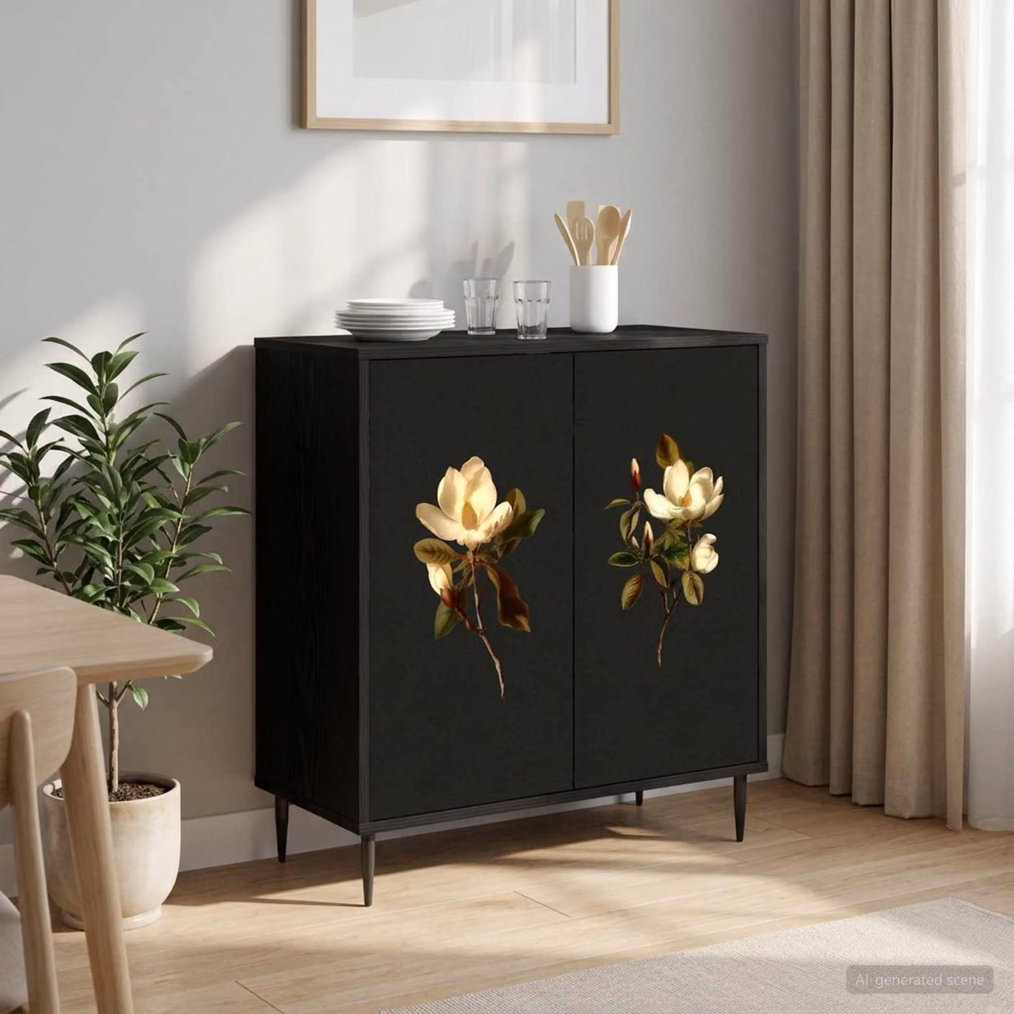 Credenza moderna vidaXL BREMEN in Rovere Nero, L 69 cm x P 33 cm x H 76 cm