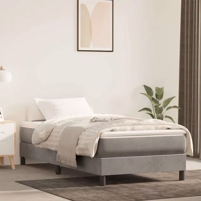 Materasso Ibrido vidaXL in Velluto Grigio o Bianco, Rigidità H3, L/P/H: 90 x 220 x 20 cm
