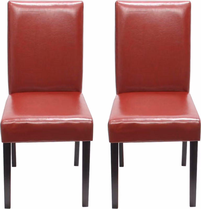 Set di 2 sedie da sala da pranzo Sedie da cucina classiche e intramontabili | A x L x P 90 x 43 x 56 cm | Altezza seduta 45 cm | Pelle | Gambe scure | Rosso