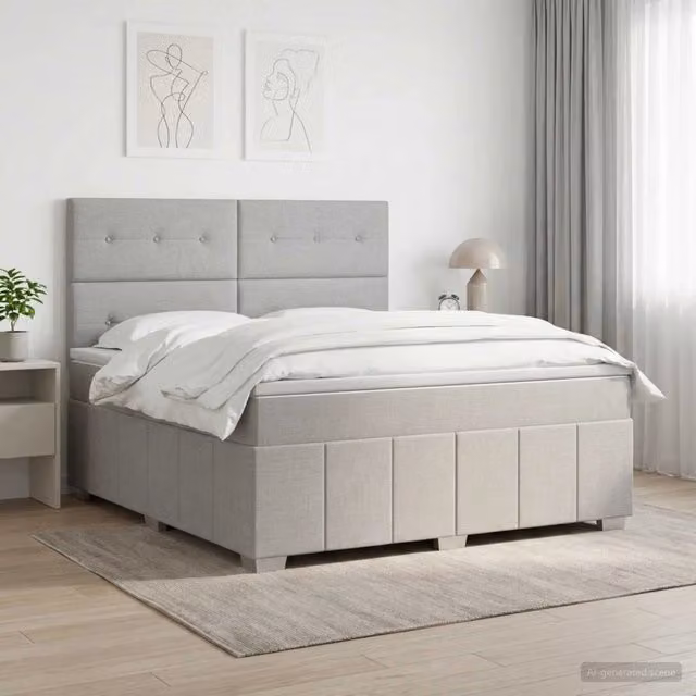 Letto box spring con materasso vidaXL Grigio Chiaro L/P: 180 x 200 cm – 1
