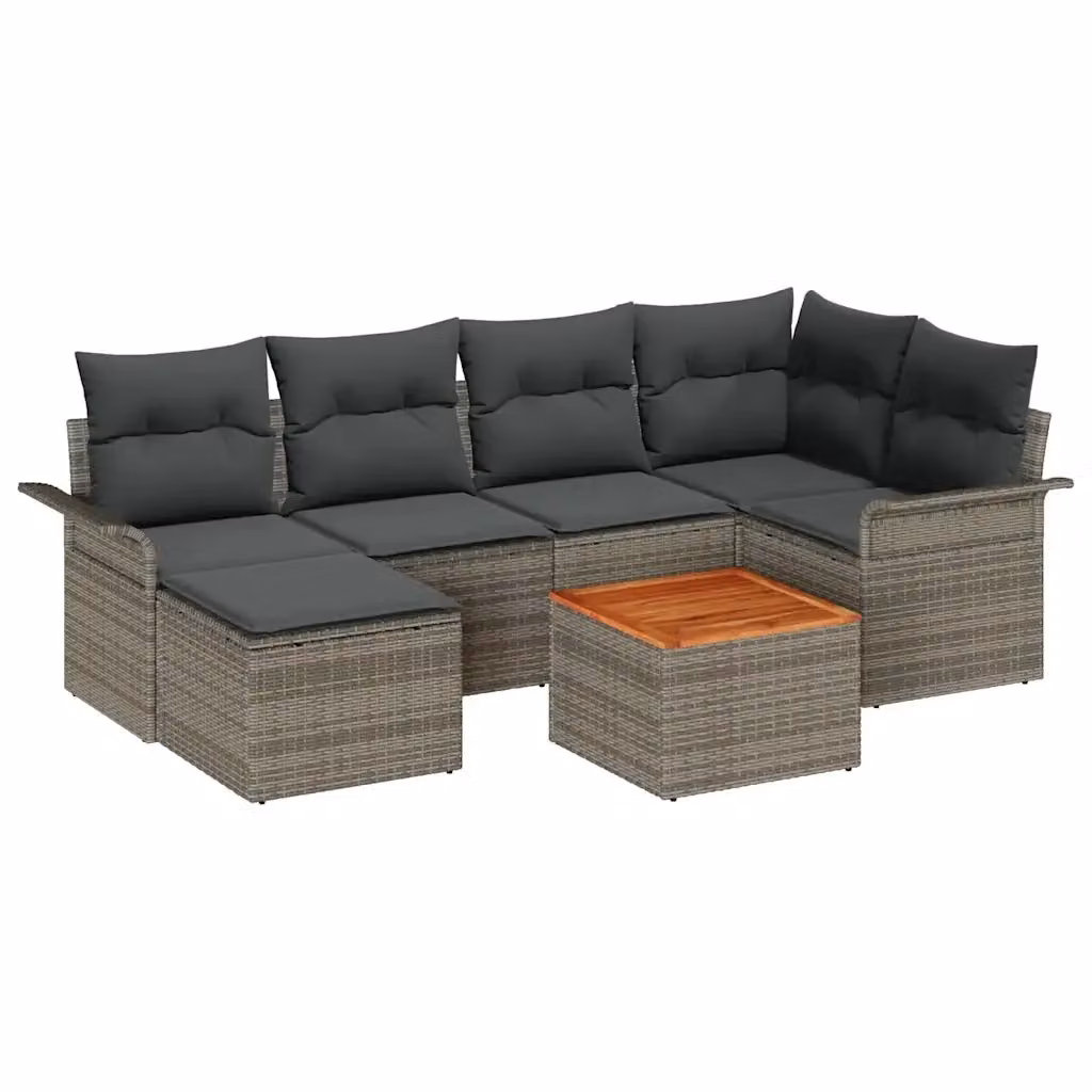 Set Divano da Giardino vidaXL 7 pz a Forma a L con Poltroncina e Tavolino Grigio – 2