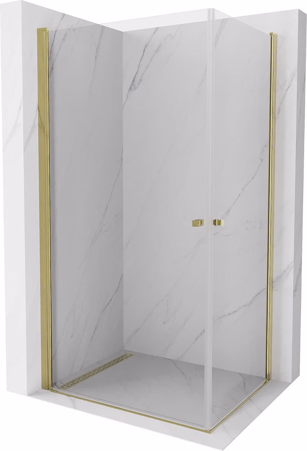Mexen Pretoria Duo cabina doccia a battente 90 x 80 cm, trasparente, oro - 852-090-080-50-00-02