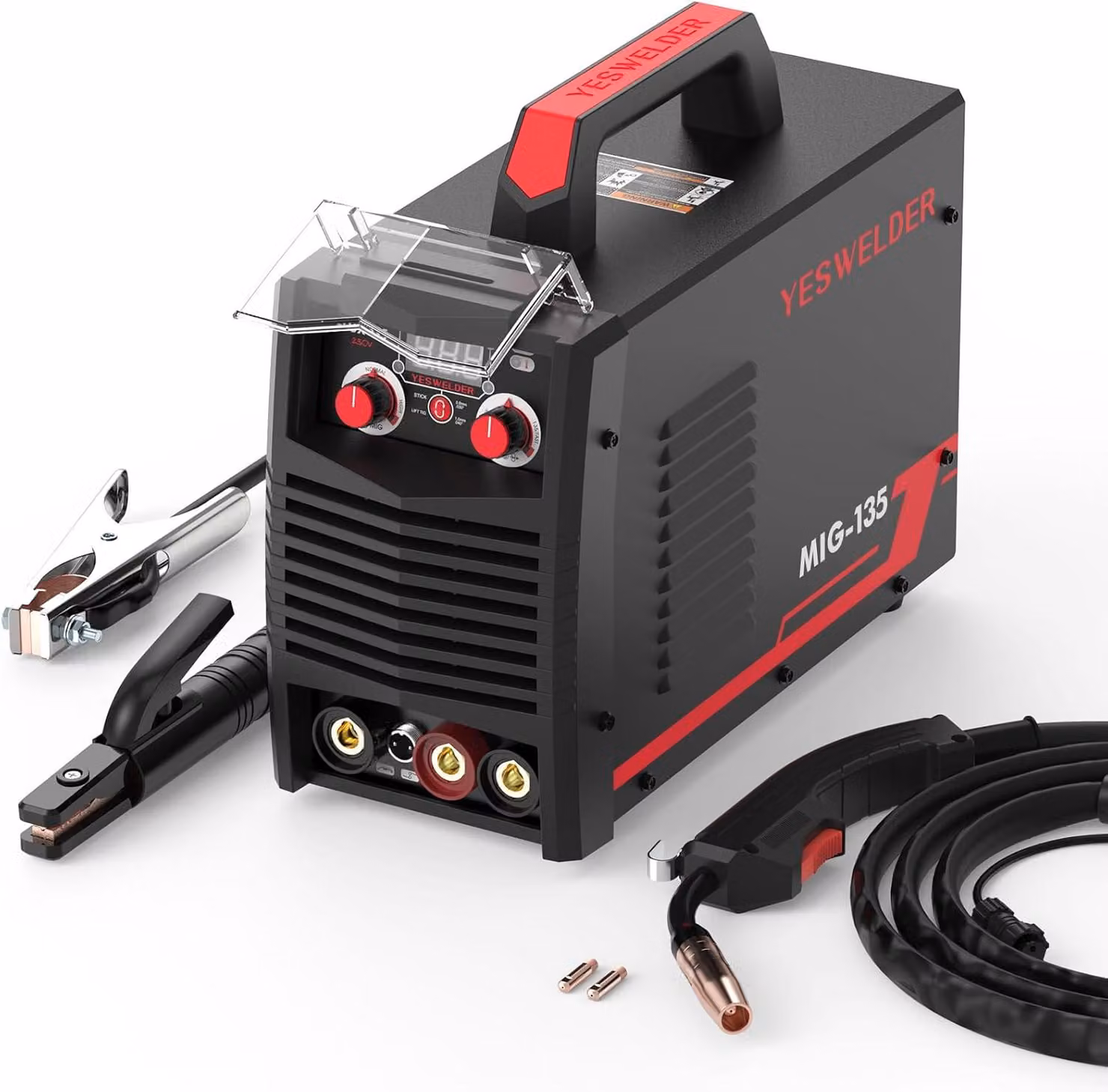 Saldatrice MIG da 135 Ampere - saldatrice multifunzione 3-in-1 senza gas, con filo animato, inverter IGBT, portatile