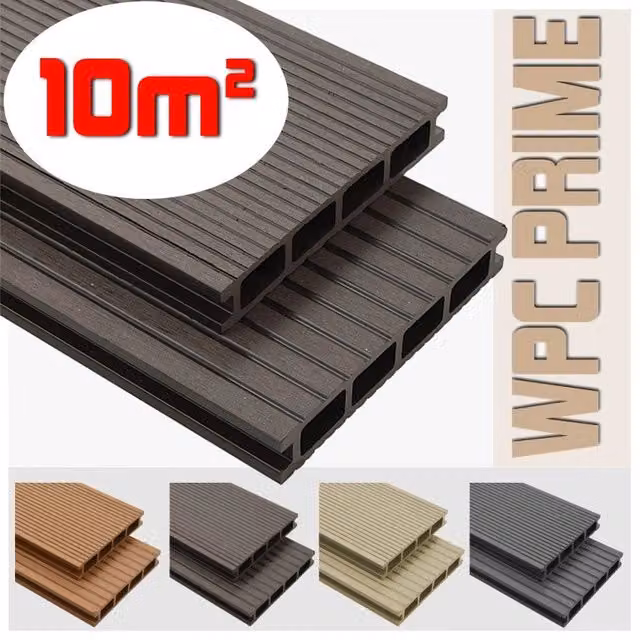 Listoni WPC per pavimentazione decking colore Coffee, superficie 10m², L: 14 cm, L: 220 cm, H: 2,5 cm – 1