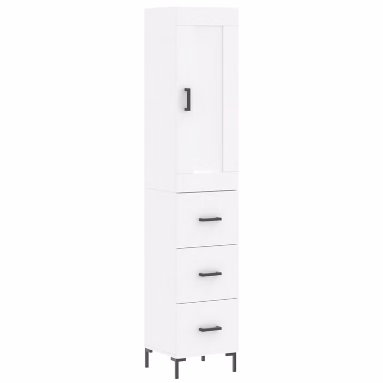 Credenza Bianca 34,5x34x180 cm in Legno Multistrato
