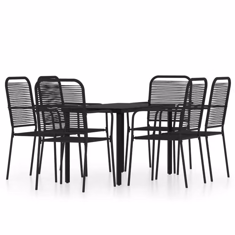 Set Mobili da Pranzo per Giardino 7 pz Nero
