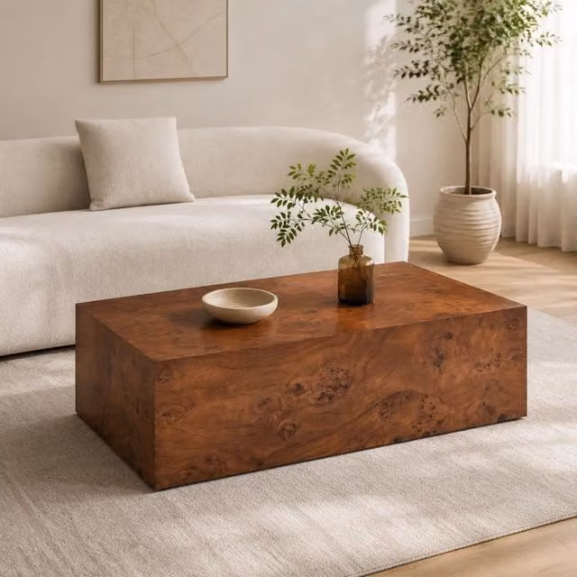 Tavolino basso fisso in MDF effetto legno noce per soggiorno 100 × 59.5 × 38 cm